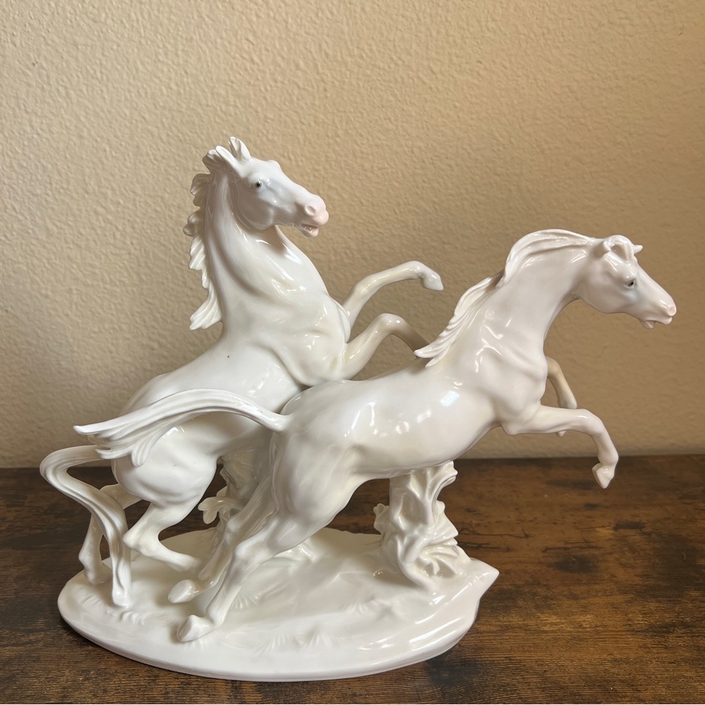 Karl Ens Porcelain Galloping Horses Sculpture